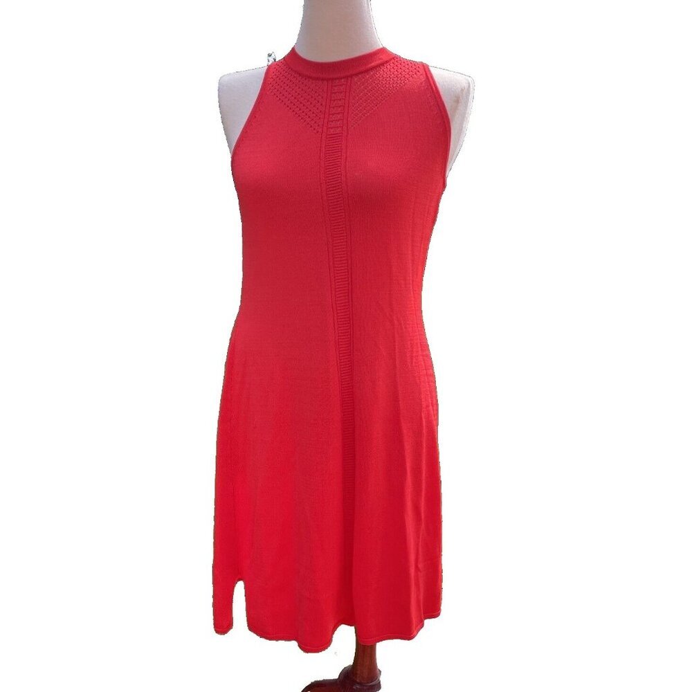 Krimson Klover Womens Poppy Red Sleeveless Knit Dress L 65% Viscose 35% Nylon